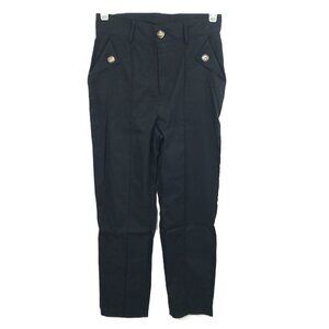 Women's High Waisted Pleated Pants with Belt Pockets Black M, 29" Waist